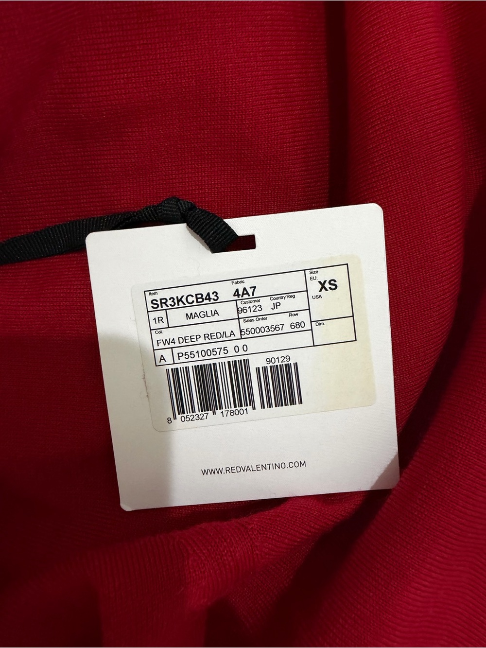 RED Valentino Cherry Red Mock Long-Sleeve Topped with Tie Neck - Picture 3 of 4